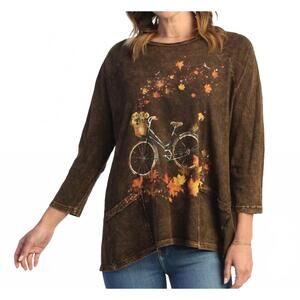 NEW JESS & JANE sequoia mineral washed patch pocket top in chocolate brown